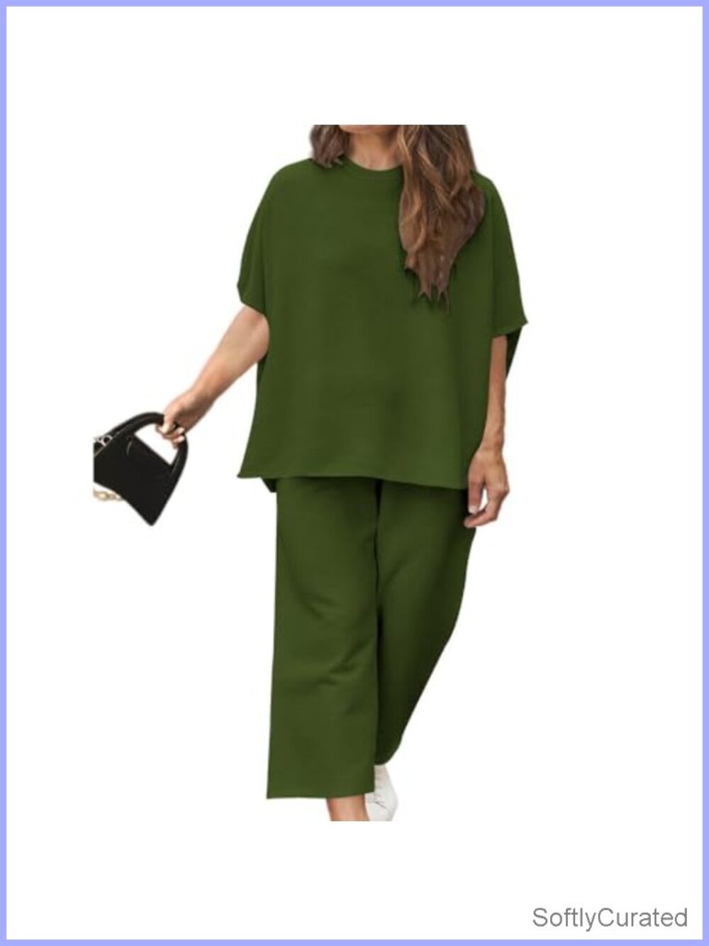 Plus Size 2 Piece Lounge Sets Short Sleeve Wide Leg Crop Pants